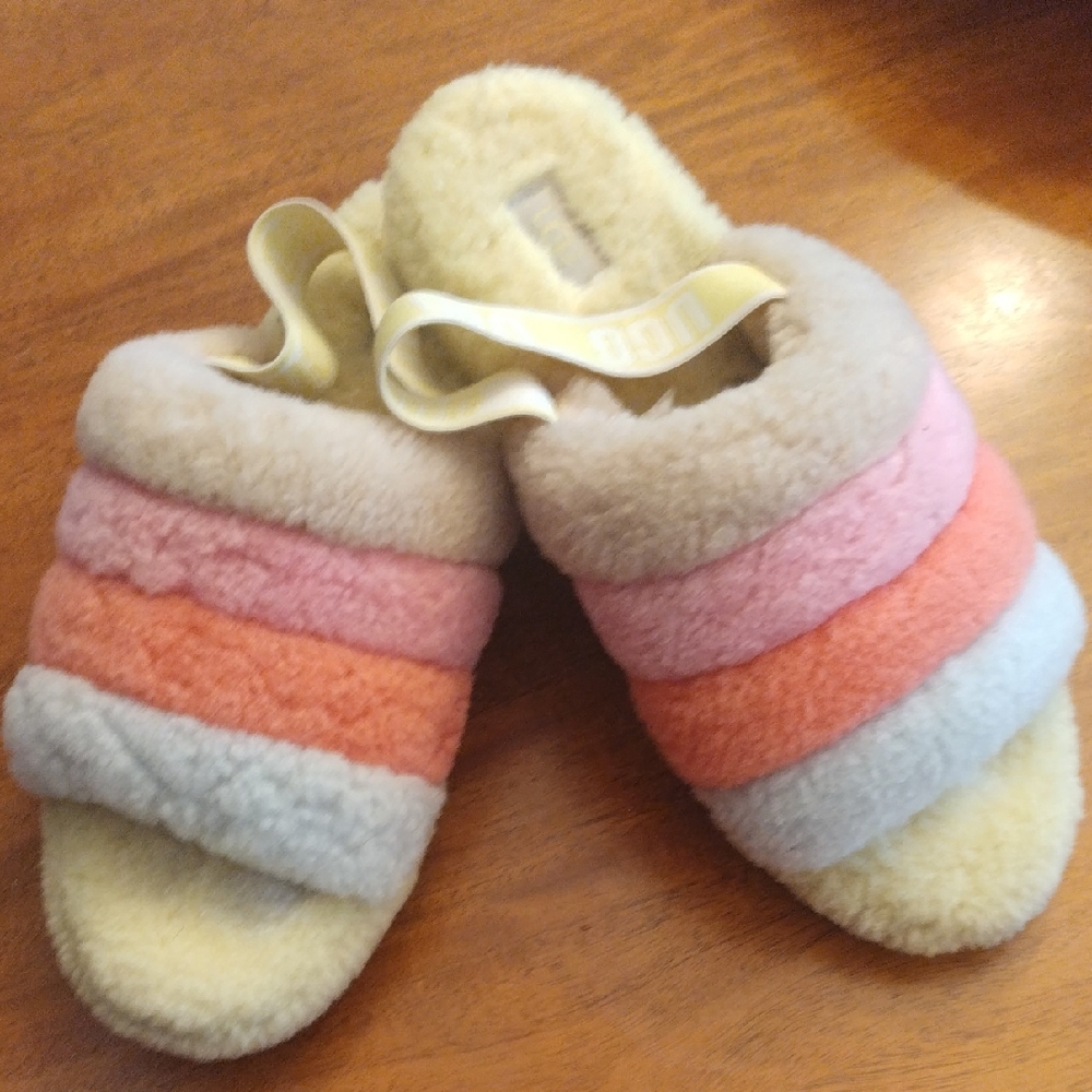 -UGG Fluff Yeah Slides Multicolor Fluffy Slippers